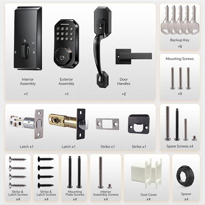 Ulecoce WiFi Smart Door Lock for Front Door, Keyless Entry Door Lock - Image 8