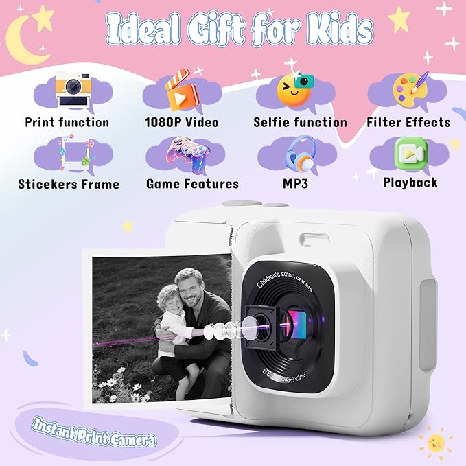 Kids Camera, 1080P Instant Digital Print Camera - Image 2