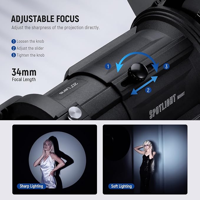 NEEWER Spotlight Snoot with 20° Projection Lens, Adjustable Focus, 16 Metal - Image 4