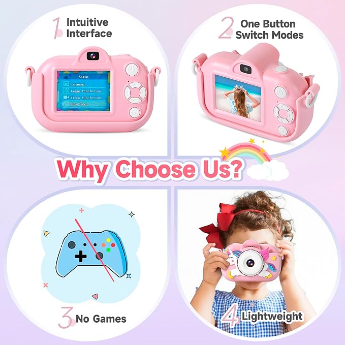 Kids Camera for Toddler Girls Boys Aged 3-9, YEEHAO 32MP Kids Toys Digital - Image 3