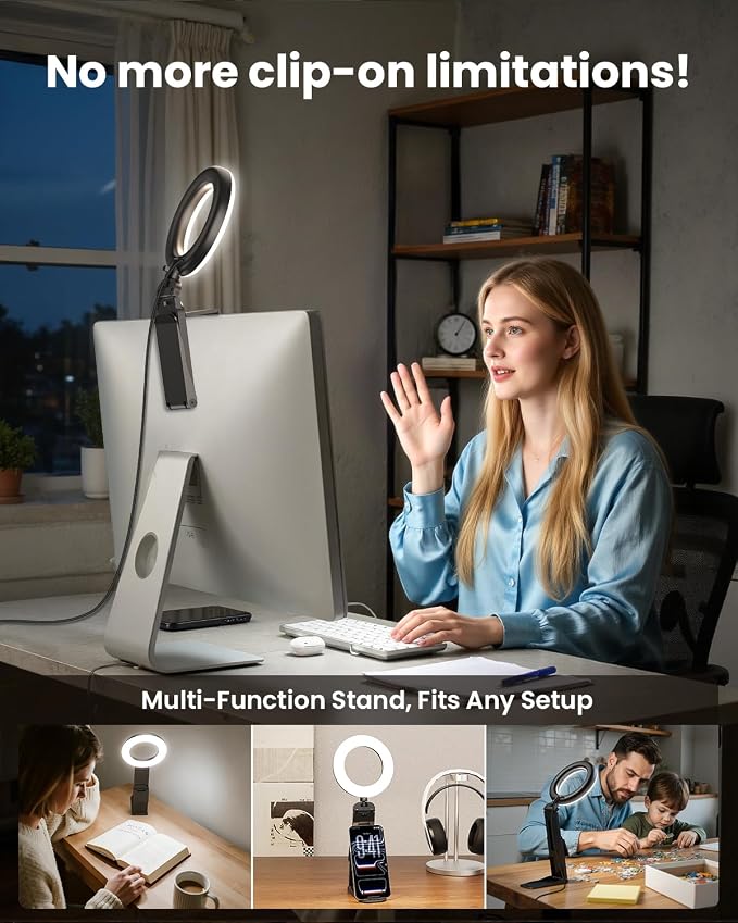 Evershop Ring Light for Laptop Desk Clip On, Small Computer Video Conference - Image 2