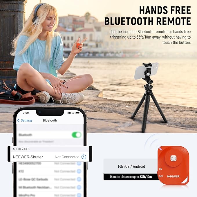 NEEWER Tripod for iPhone with Remote, Mini Flexible Phone Tripod Stand Vlog - Image 2