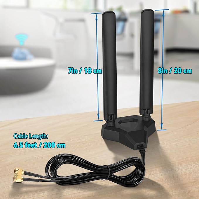 Eightwood WiFi 6E Tri-Band Antenna 6GHz 5GHz 2.4GHz Gaming WiFi Antenna - Image 6