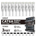 Jadaol Cat6a Ethernet Cable 3 ft 10 Pack, Slim 10G 550MHz 28AWG Patch Cable by Jadaol