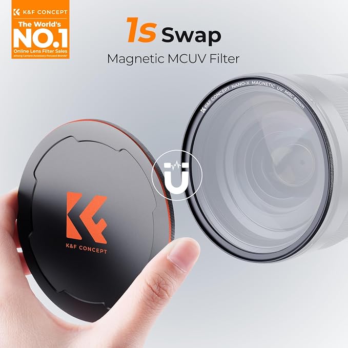 K&F CONCEPT 55mm Magnetic MC UV Lens Protection Filter + Lens Filter Cap - Image 2