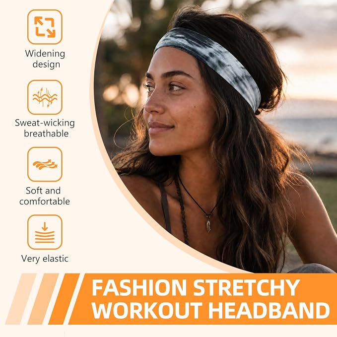 8PCS Summer-Exclusive Non Slip Sports Elastic Soft Running Fashion Headbands - Image 2