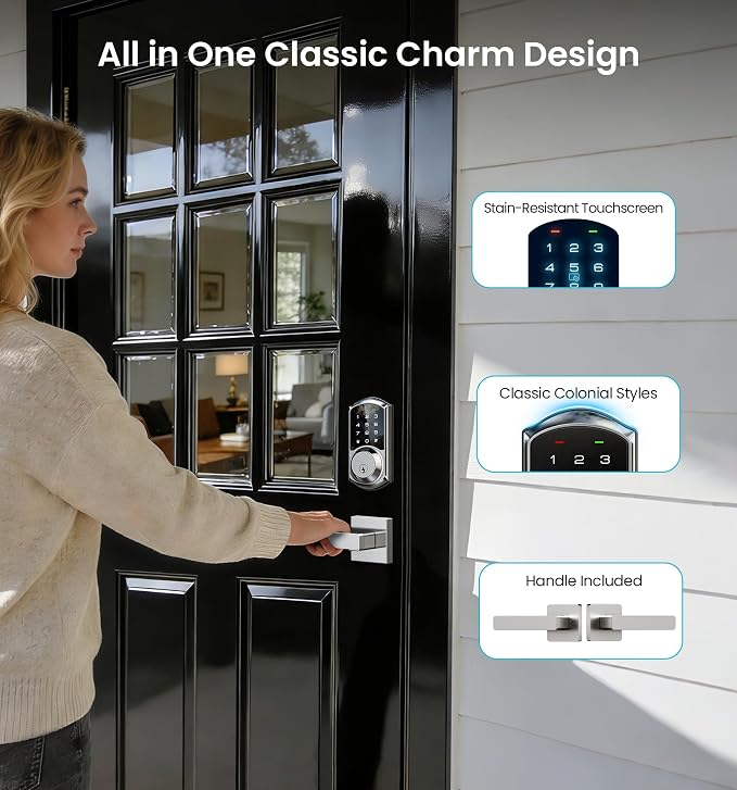 Veise VE06-L Smart Locks with 2 Lever Handle Set, App Control, Keyless Entry - Image 7