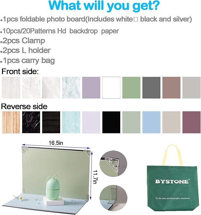BYSTONE Photo Backdrop Board for Product Photography, 16.5 x 11.7 in Tabletop - Image 5