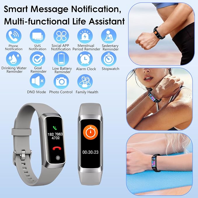 Fitness Tracker, 24/7 Heart Rate Blood Oxygen Blood Pressure Body Temp Monitor - Image 5