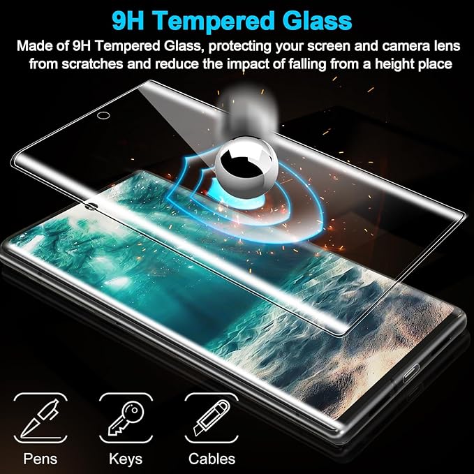 3 Pack Galaxy S21 Ultra Screen Protector, HD Clear Tempered Glass, Fingerprint - Image 4