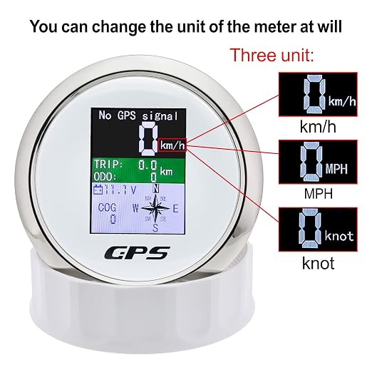 GPS Speedometer 3-3/8" 85mm Boat GPS Speedometer Odometer Waterproof White - Image 3