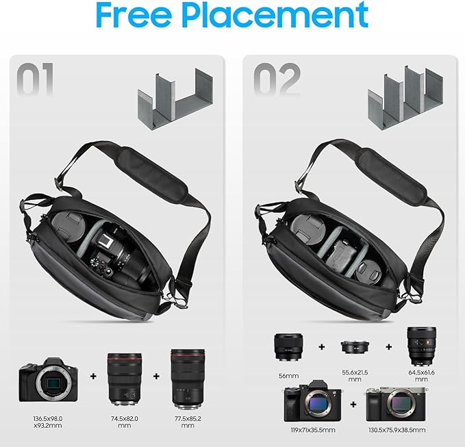 FINTIE Camera Sling Bag for DSLR/SLR/Mirrorless, Waterproof Crossbody Camera - Image 4