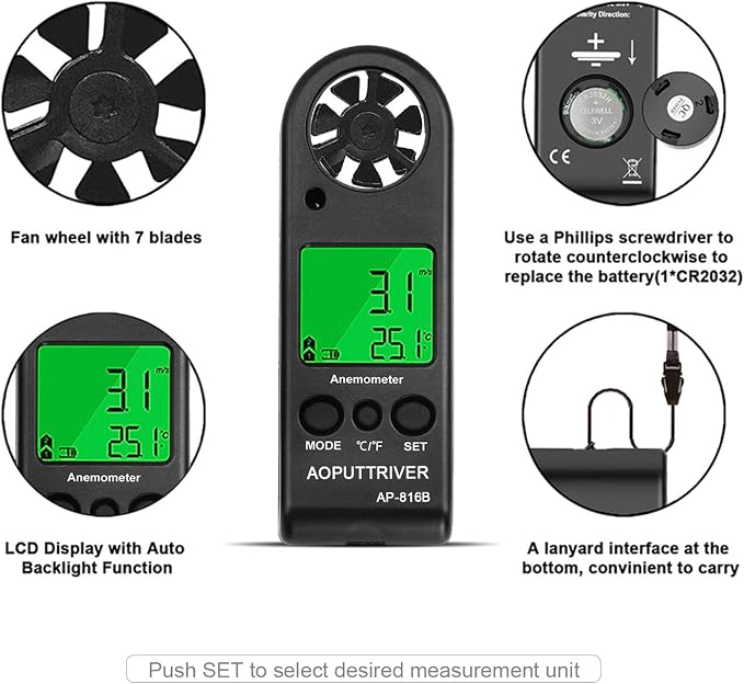 Anemometer Handheld Wind Speed Meter - Image 3