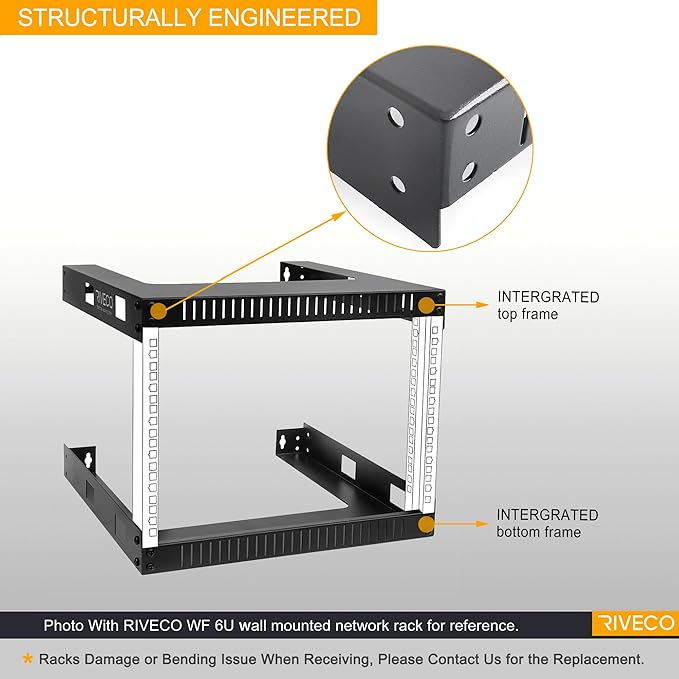 RIVECO 12U 19" Wall Mount Server Rack – 17.7" Deep 2 Post Open Frame Cabinet - Image 2