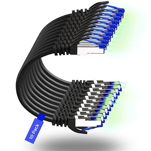 Rapink Patch Cables Cat8 3ft 10 Pack Slim, Cat8 Ethernet Patch Cable 40G Support by Rapink