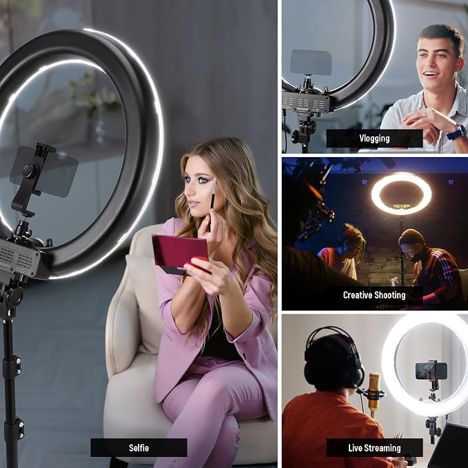 NEEWER 18" Ring Light, 58W 5500lx 5600K Dimmable CRI95 240 LEDs, Lighting - Image 2