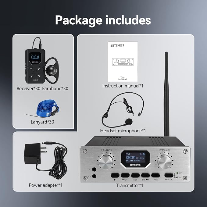 Retekess TT119 Assistive Listening Devices, Church Translation System, - Image 7