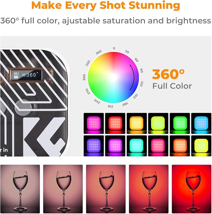 K&F CONCEPT RGB Video Light, 360° Full Color Portable Photography Light - Image 3