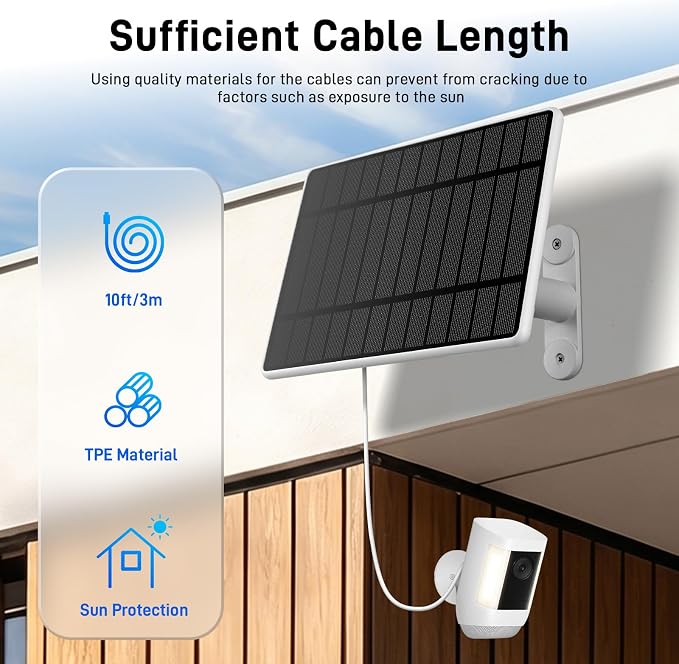 Solar Panel for Ring Camera, 6W Solar Charger for Ring Stick Up Cam Plus/Pro & - Image 8