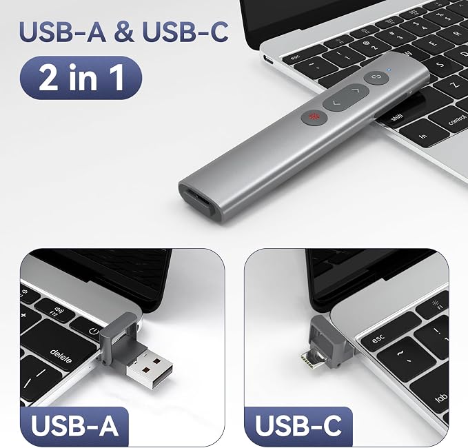 Wireless Presentation Clicker PowerPoint Remote: USB C A Presenter PPT Power - Image 3