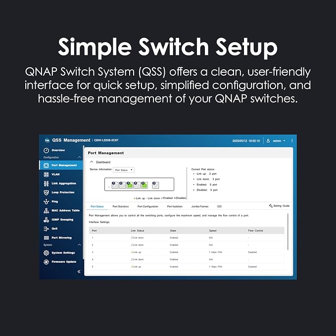 QNAP 8-Port Multi-Gig 10GbE Lite-Managed Network Switch – 6× 10/5/2.5/1G RJ-45 - Image 4