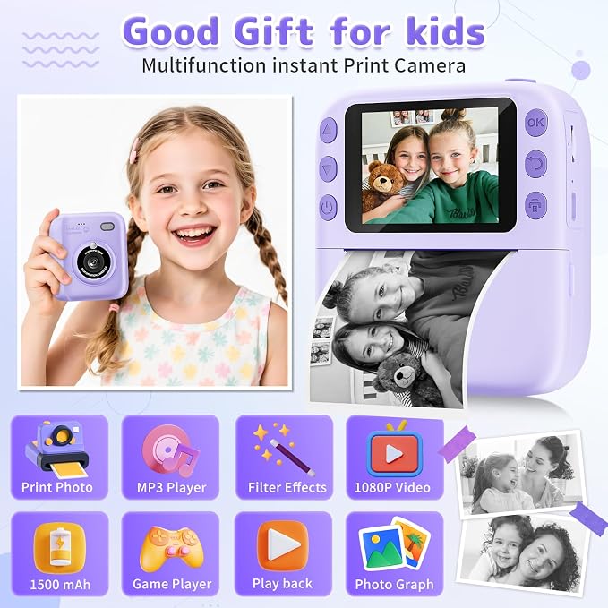 Instant Print Camera for Kids, Christmas Birthday Gifts for Girls Boys - Image 2