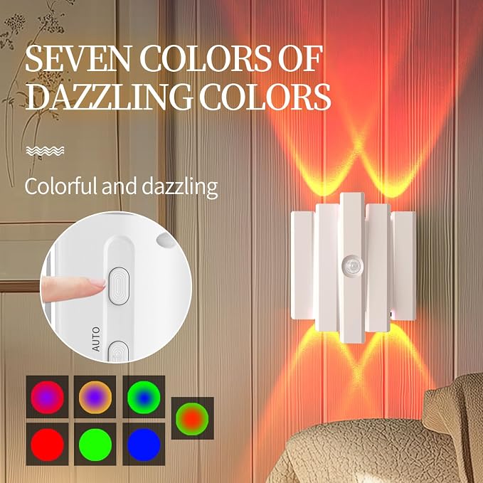 Rechargeable Motion Sensor Night Light, Magnetic RGB Color Changing LED Ambient - Image 3