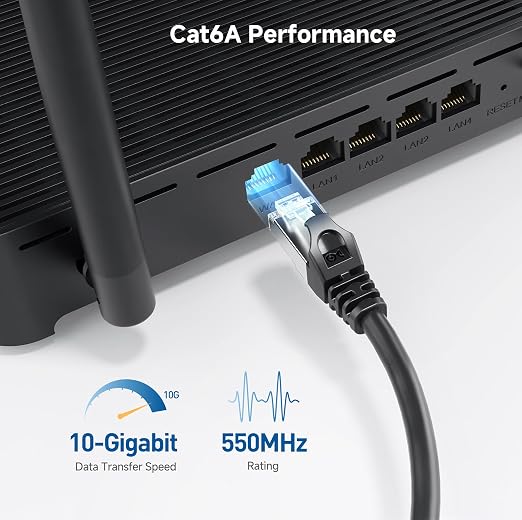 Cable Matters 10Gbps Snagless Short Shielded Cat 6A Ethernet Cable - 1ft - Image 3