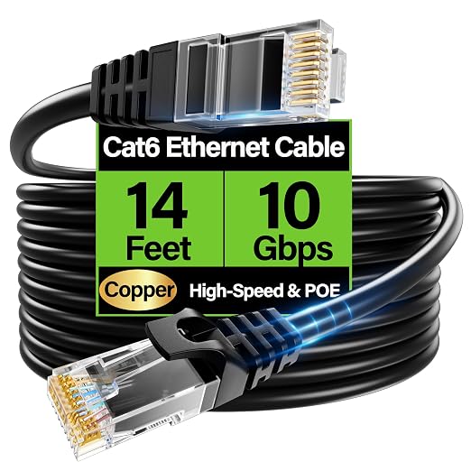 Cat6 Ethernet Cable 10Gbps 14 ft, UTP Ethernet Cable Cat 6, Flexible Bare by Unknown