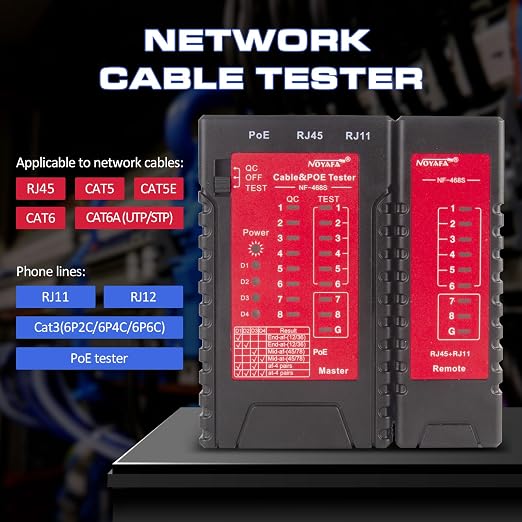 NF468S Network Cable Tester, RJ11 RJ12 RJ45 Ethernet Tester - Image 2