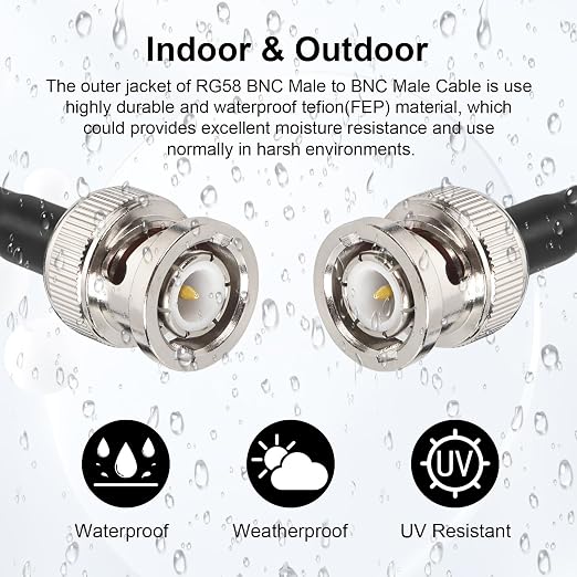 MOOKEERF 10FT RG58 50 ohm BNC Male to Male Coax Cable - Image 5