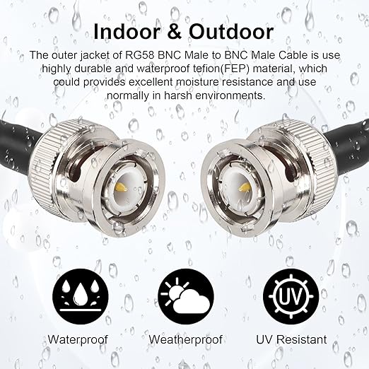 MOOKEERF BNC Cable - 3FT 2PCS RG58 50 ohm BNC Male to Male Coax Cables Low Loss - Image 6