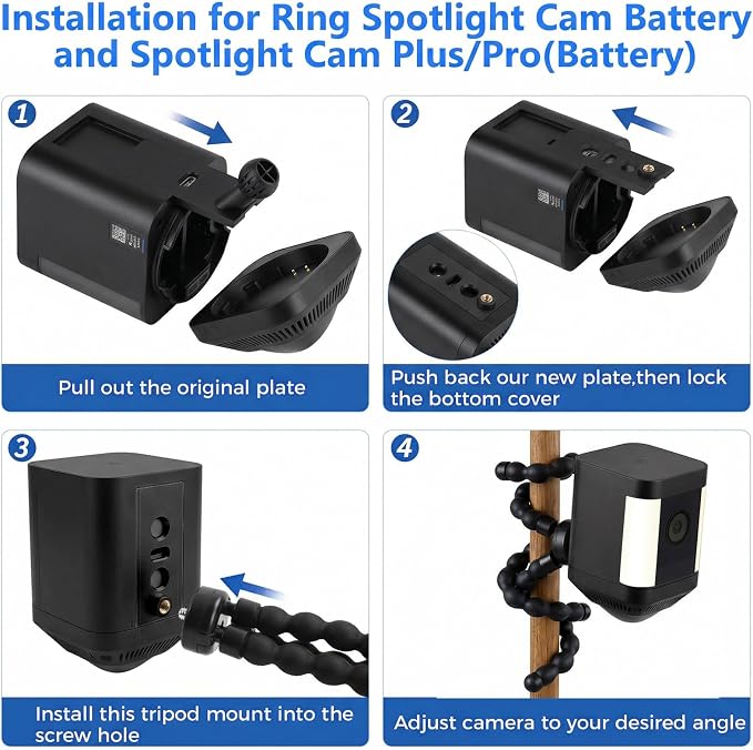 Flexible Camera Tripod Mount for Ring Spotlight Cam Plus/Pro, Ring Stick Up Cam - Image 4