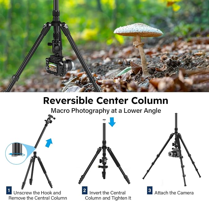SIRUI Camera Tripod & Monopod Stand, 78.7" Tall Aluminum Detachable Tripod - Image 4