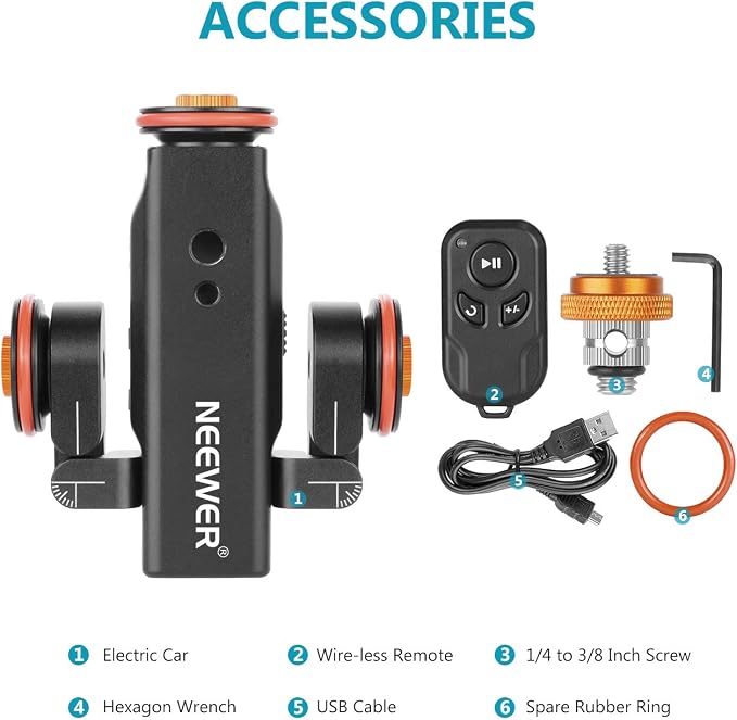 Neewer 3 Wheels Wireless Video Camera Dolly, 3 Speed Motorized Electric Track - Image 2