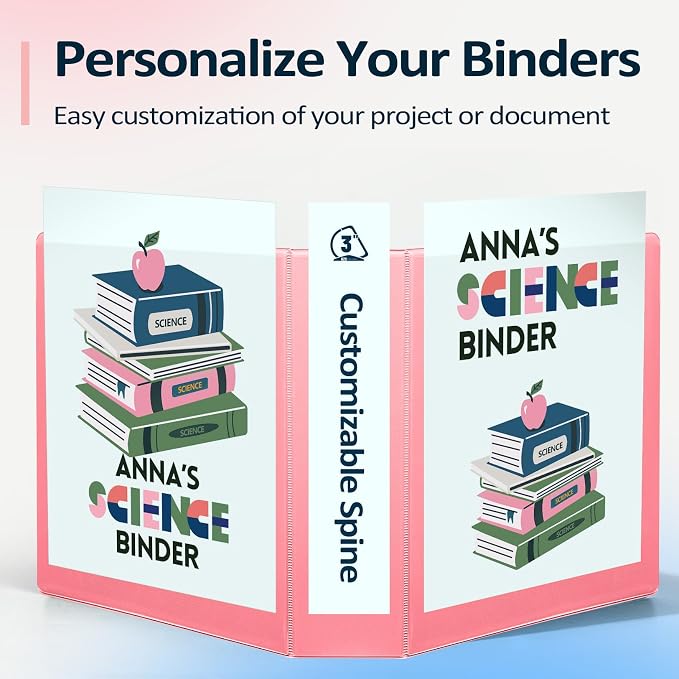 BinderX Extra Durable 3 Inch 3 Ring Binder, D-Ring Large Binder, Holds 670 - Image 5