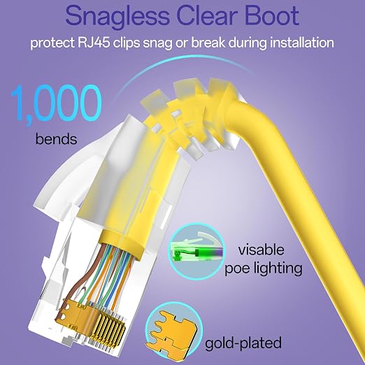 Cat6a Patch Cables 1ft Slim, Cat6 Ethernet Patch Cable Pure Copper, Flexible - Image 5