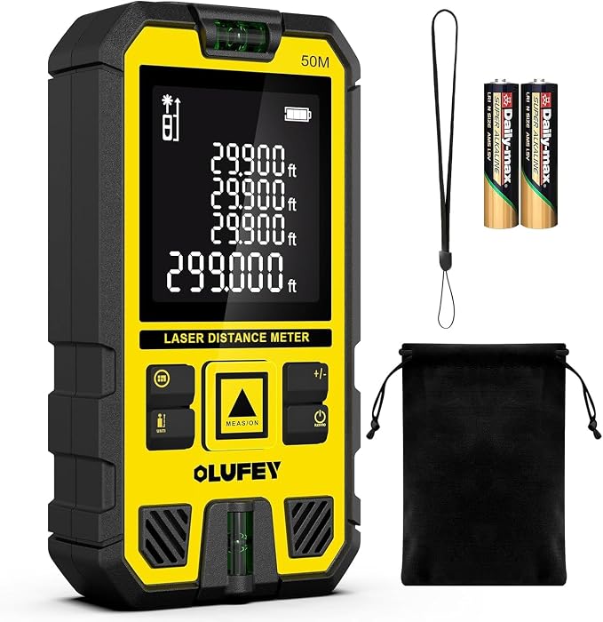Laser Measure, Laser Distance Meter Device IP54 Portable Digital Measure Tool by Olufey