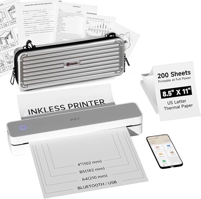 PRT Inkless Portable Printer for Travel, Wireless Thermal Printer for by PRT