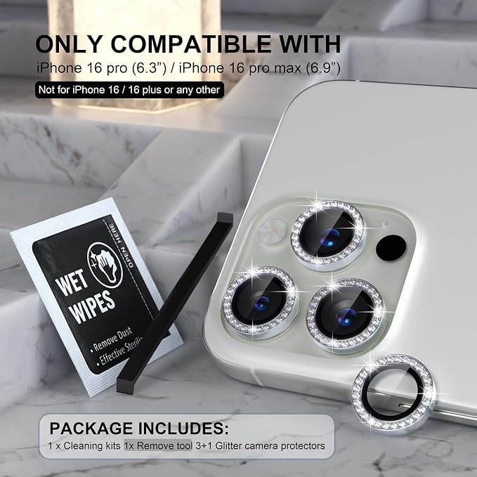 Choiche Compatible for iPhone 16 Pro/iPhone 16 Pro Max Camera Lens Protector - Image 2