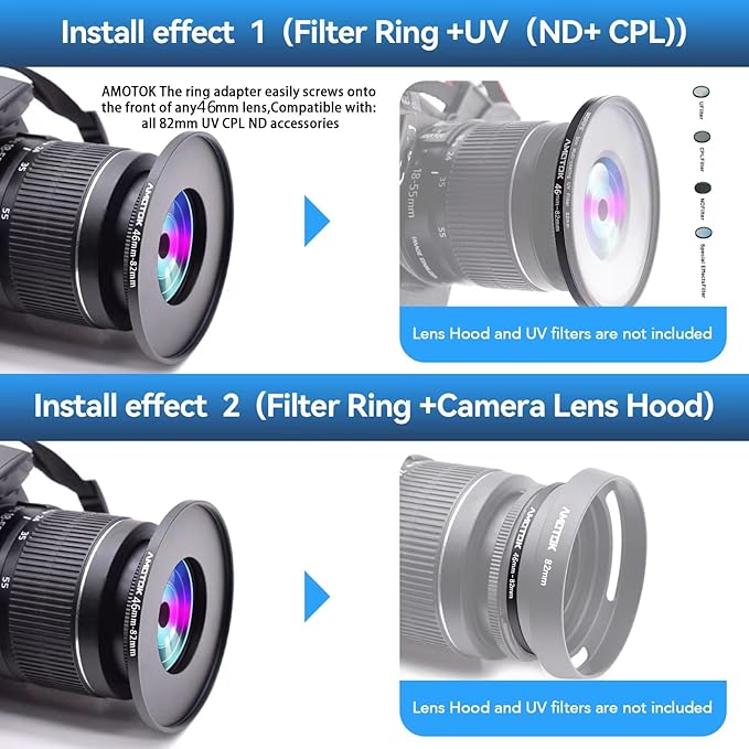 46mm Lens to 82mm Camera Lens Adapter, 46mm to 82mm Filter Step-Up Adapter Ring - Image 7