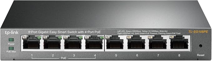 TP-Link TL-SG108PE V3 | 8 Port Gigabit PoE Switch | Easy Smart Managed | 4 PoE+ by TP-Link