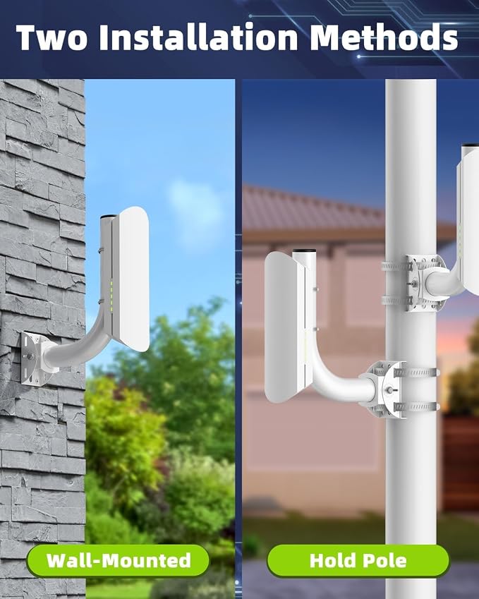 Universal Wireless Bridge Bracket Mount, 180° Adjustable Pole and Wall-Mounted - Image 5