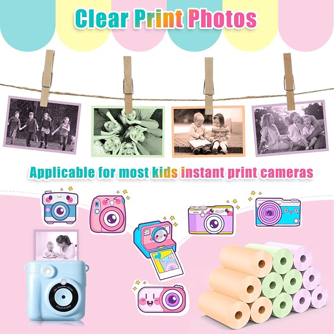 12 Rolls Kids Instant Camera Thermal Print Paper Refill - Image 4