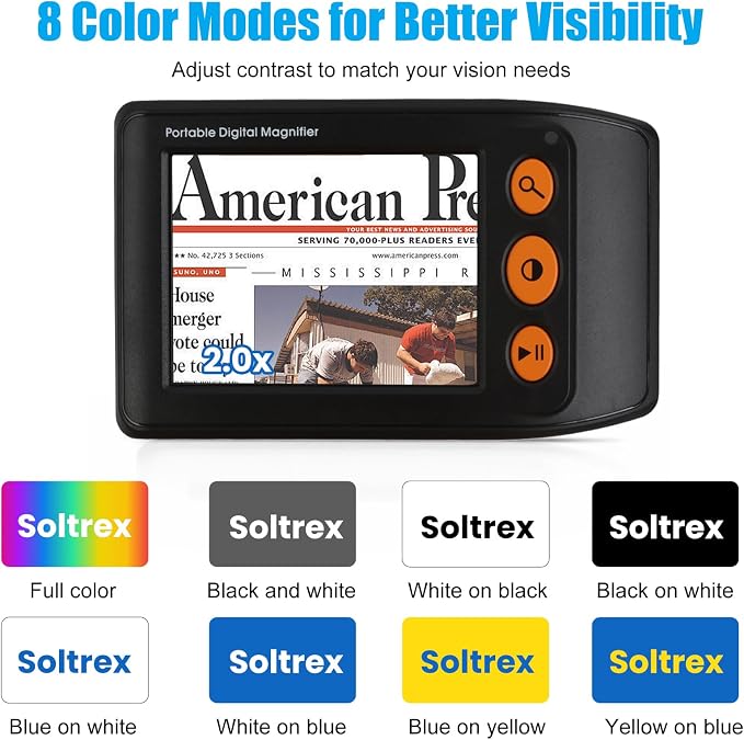 3.5" Portable Digital Magnifier, 2X-25X Zoom - Image 3