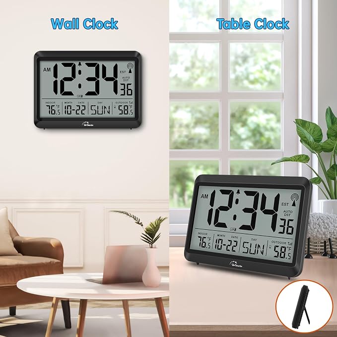 WallarGe Atomic Clock with Indoor Outdoor Temperature - Image 5