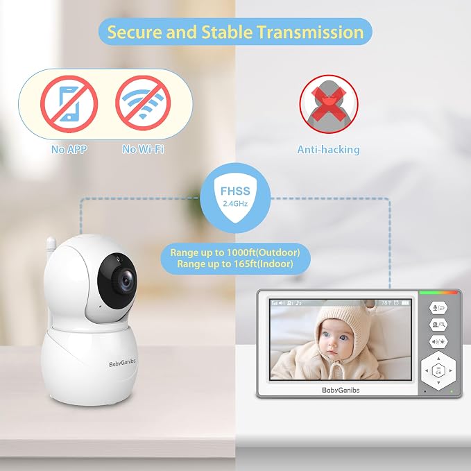 Baby Monitor with Camera and Audio, 4.3'' Video Baby Monitor with 1000ft Long - Image 6