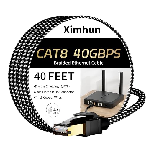 Cat 8 Ethernet Cable 40FT, Nylon Braided High Speed Internet Network Cable by XimhunEthernetCable