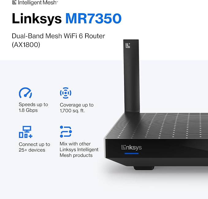 Linksys Mesh Wifi 6 Router, 700 Sq. ft Coverage, 25+ Devices, Speeds up to - Image 2