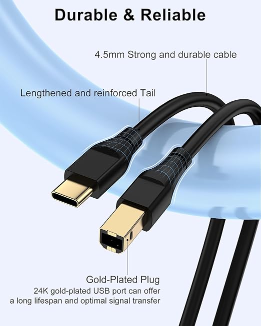 Printer Cable 20ft, Scanner USB C to USB B Cable - Image 3